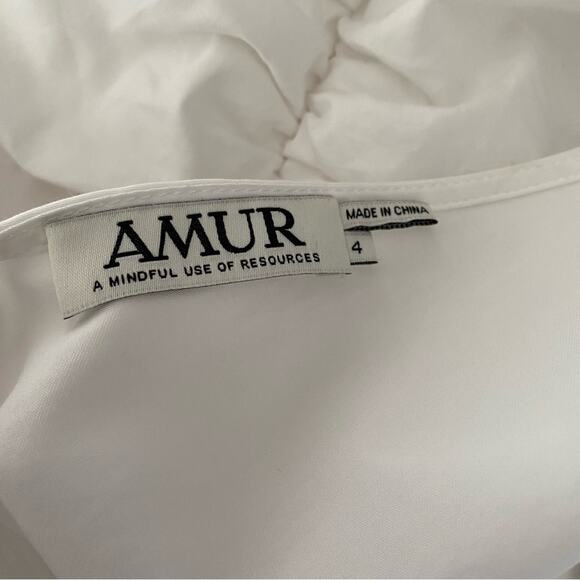 Amur Mailka Embroidered Cutout Sateen White Midi Dress size 4 - Picture 9 of 10